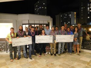 MIL students celebrating in Hawaii with large checks